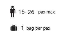 16 pax 1 bag per pax